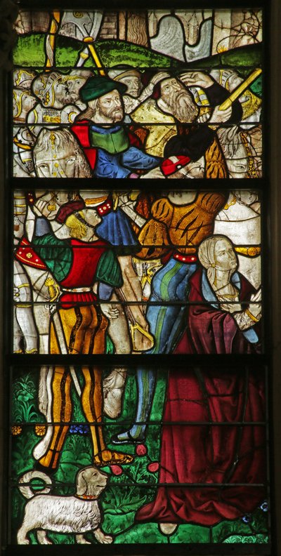 Window depicting the Virgin Mary at the Crucifixion (detail) by French School